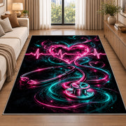 Neon Heartbeat Rug in a bright living room with a sofa