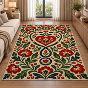Folk Art Nurse Rug in a bright living room with a sofa