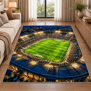 soccer stadium at night rug in a bright living room with a sofa