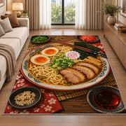 Ramen Bowl Rug in a bright living room with a sofa