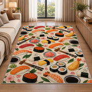 Sushi Pattern Rug in a bright living room with a sofa