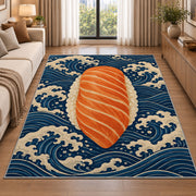 Salmon Nigiri Rug in a bright living room with a sofa