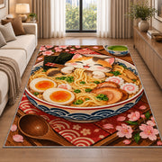Cat Ramen Rug in a bright living room with a sofa