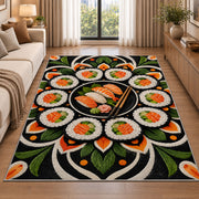 Sushi Mandala Rug in a bright living room with a sofa