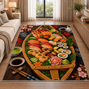 Sushi Boat Rug in a bright living room with a sofa