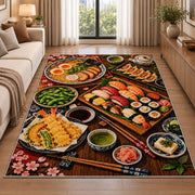 Japanese Feast Rug in a bright living room with a sofa