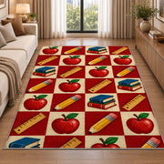 Apple Checkered Rug in a bright living room with a sofa