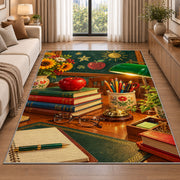 Teacher Desk Rug in a bright living room with a sofa