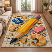 Giant Pencil Rug in a bright living room with a sofa