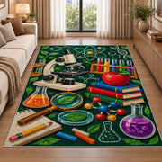 Science Teacher Rug in a bright living room with a sofa
