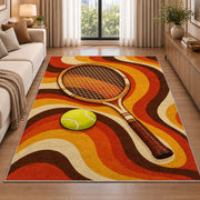 Retro Tennis Rug in a bright living room with a sofa