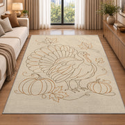 Minimalist Turkey Line Art Rug in a bright living room with a sofa