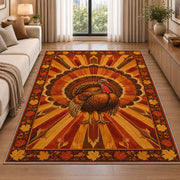 Turkey Sunburst Rug in a bright living room with a sofa