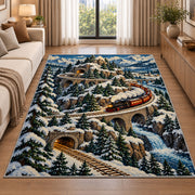 Mountain Railway Rug in a bright living room with a sofa
