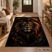 Dark Lion Portrait area rug in black, bronze and ember orange, view 2