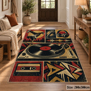Vinyl Turntable Street Music area rug in rust, navy and cream, view 2