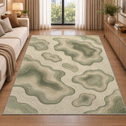 Organic Pebble Area Rug, Sage Green Abstract Stone Pattern Rug, Calm Modern Room Decor - Image 2