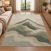 Abstract Mountain Wave Area Rug, Sage Green Layered Landscape Rug, Modern Neutral Decor - Image 2