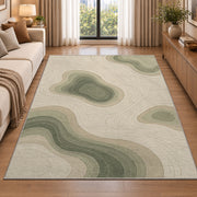Abstract Pebble Area Rug, Sage Green Organic Shapes Rug, Soft Neutral Modern Room Decor - Image 2