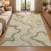 Abstract Wavy Line Area Rug, Sage Green Flowing Pattern Rug, Modern Organic Room Decor - Image 2