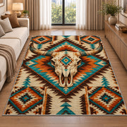 Longhorn Aztec rug in a bright living room with a sofa
