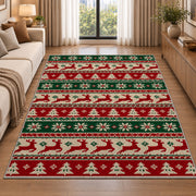 Ugly Christmas Sweater Knit rug in a bright living room with a sofa