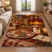 Milk and Cookies for Santa rug in a bright living room with a sofa
