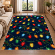 Vintage Christmas Lights rug in a bright living room with a sofa