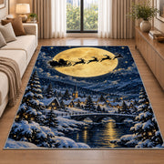 Santa Sleigh Full Moon rug in a bright living room with a sofa