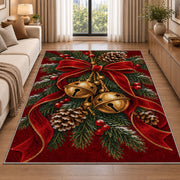 Sleigh Bells and Ribbon rug in a bright living room with a sofa