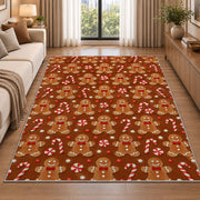 Gingerbread Cookie Pattern rug in a bright living room with a sofa