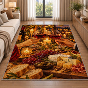 wine toast candlelight rug in a bright living room with a sofa