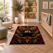 Winged Motorcycle Helmet Rug in a nursery with a crib and armchair