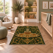 Crystal Decanter Rug in a nursery with a crib and armchair