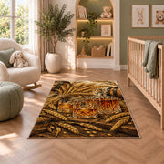 Barley and Whiskey Rug in a nursery with a crib and armchair
