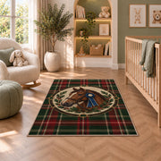 Tartan Horse Medallion Rug in a nursery with a crib and armchair