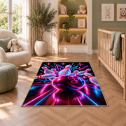 Neon Bowling Rug in a nursery with a crib and armchair