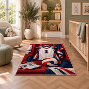 Volleyball Locker Jersey Rug in a nursery with a crib and armchair
