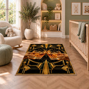 Art Deco Cheers Rug in a nursery with a crib and armchair