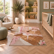 Ballet studio rug in a nursery with a crib and armchair