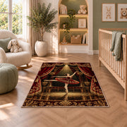 Ballerina in spotlight rug in a nursery with a crib and armchair