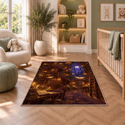 Magical Library rug in a nursery with a crib and armchair