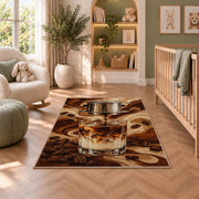 Vietnamese Iced Coffee rug in a nursery with a crib and armchair