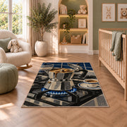 Moka Pot on the Stove rug in a nursery with a crib and armchair