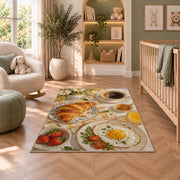 Breakfast Coffee Table rug in a nursery with a crib and armchair