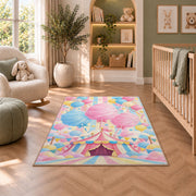 Cotton Candy Rug in a nursery with a crib and armchair