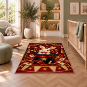 Magic Rabbit Rug in a nursery with a crib and armchair