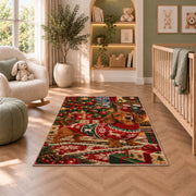Christmas Dachshund Rug in a nursery with a crib and armchair