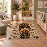 Dachshund Family Rug in a nursery with a crib and armchair