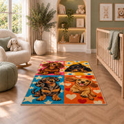 Pop Art Dachshund Rug in a nursery with a crib and armchair